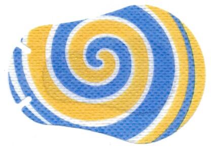 Adhesive occlusion eye patches for kids with blue swirl design