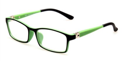 Youth girls black and green diagonal glasses